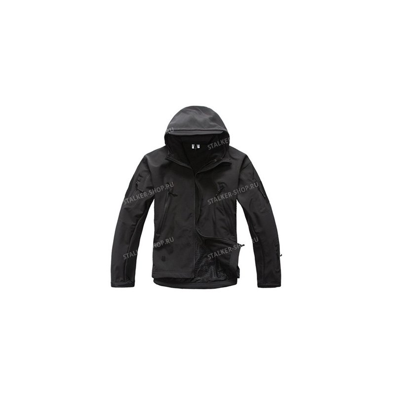 Куртка Shark Skin Soft Shell на толстом флисе, black